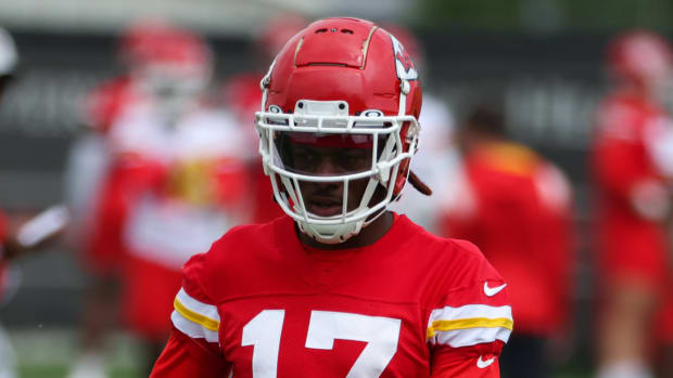 Chiefs wide receiver Richie James attends OTAs in 2023.